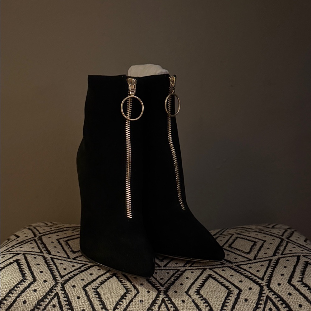 RAYE Black Ankle Boots with gold Accents